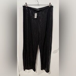 Express Black Sequin Wide Leg Pants